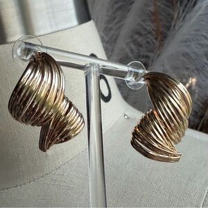 Gold-Tone Fashion Twisted Irregular Shaped Statement Posts Earrings